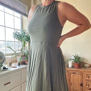 Prana Hemp Olive Green Midi Dress